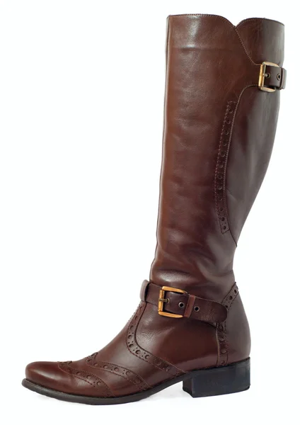 Women brown leather boots — Stock Photo, Image