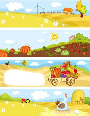 Vector illustration of a farm cards clipart