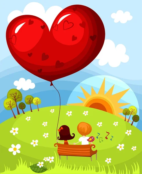 Illustration Vectorielle Une Jolie Carte Saint Valentin — Image vectorielle