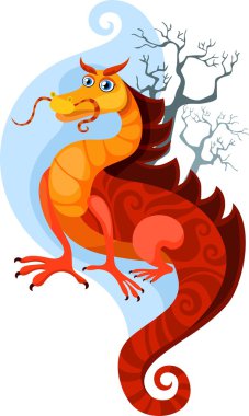 Vector illustration of a cute dragon clipart