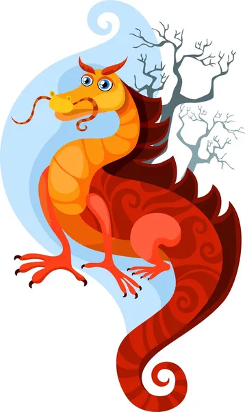 Vector Illustration Cute Dragon — Stock Vector