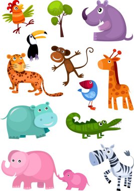 Картина, постер, плакат, фотообои "набор животных животные природа", артикул 4791827
