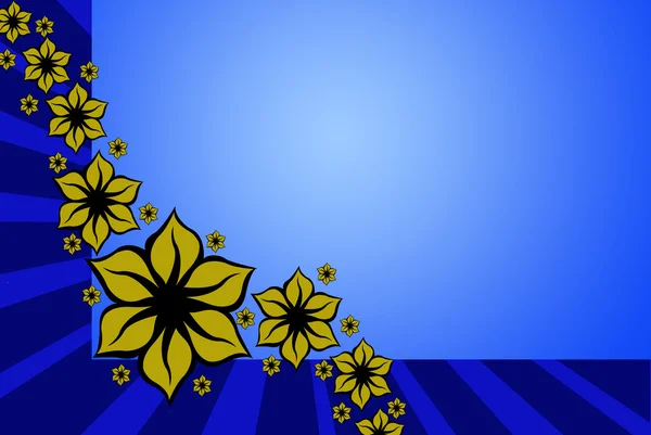 Floral Design Decoration Blue Rays Background — Stock Photo, Image