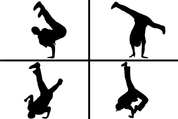 Streetdancer Silhouette Isolated White Background — Stock Vector