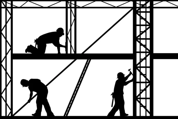 Travailleurs Construction Isolés Sur Blanc — Image vectorielle