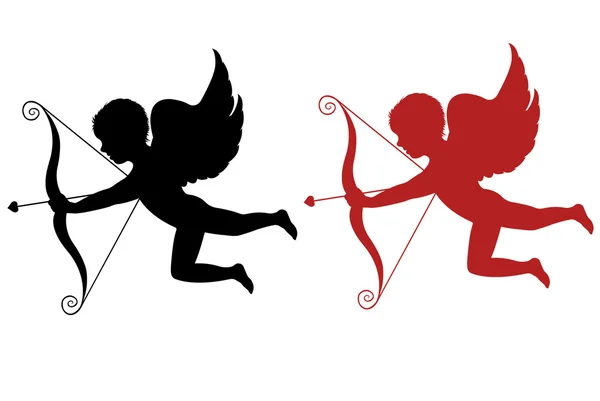 stock vector Red and black cupid isolated on white background