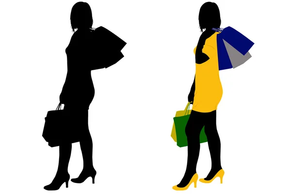 Женщины по магазинам — стоковый вектор