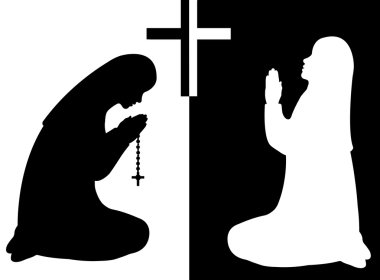 Praying nuns clipart