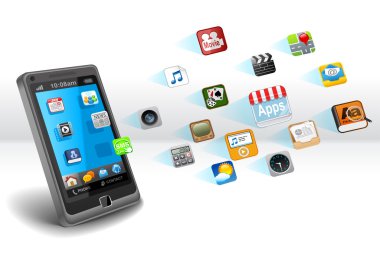 Smartphone with apps clipart