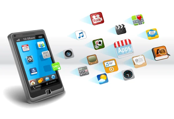 Smartphone med apps — Stockfoto