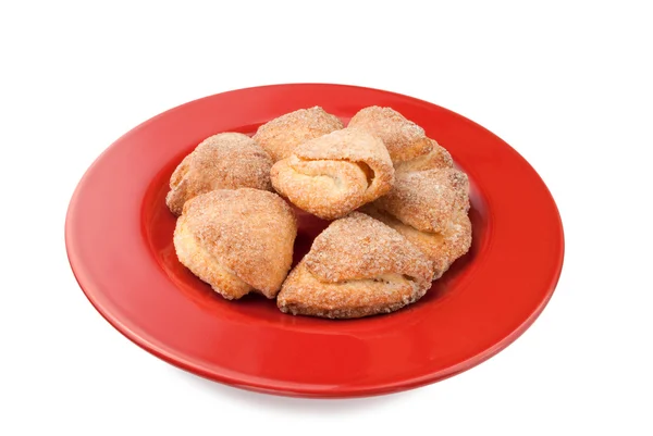 Cookies on red plate — Stock Photo, Image