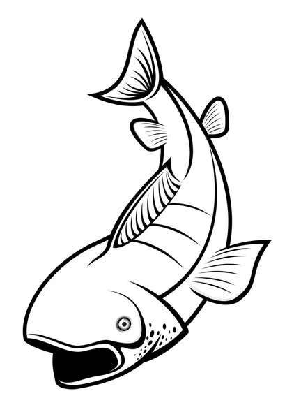 孤立在白色的捕鱼符号的鱼 — 图库矢量图片