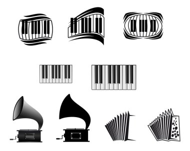 Music icons and symbols isolated on white clipart