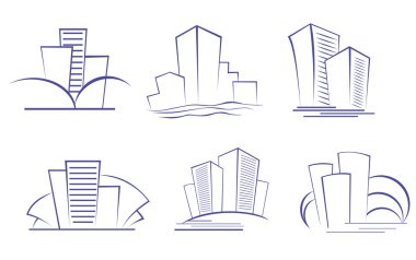 Set of modern building symbols for design clipart