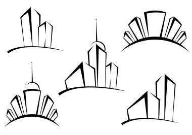 Symbols of modern buildings for design as a real estate concept clipart
