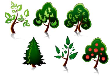 Set of tree symbols as a signs or emblems clipart