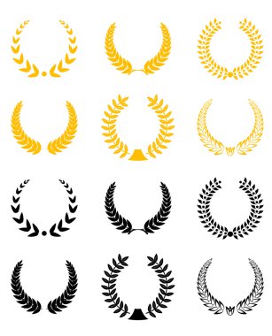 Set of gold and black laurel wreaths clipart