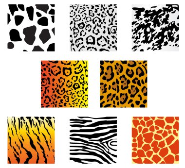 Set of animal fur and skin patterns for design clipart