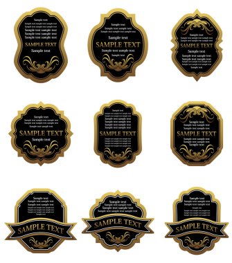 Set of vintage gold labels for design food and beverages clipart