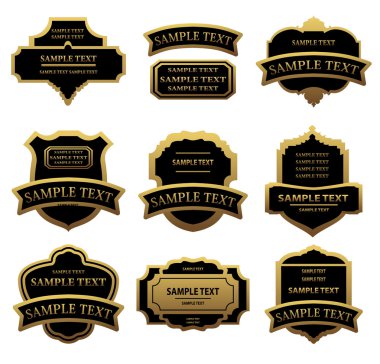 Set of golden labels and frames clipart