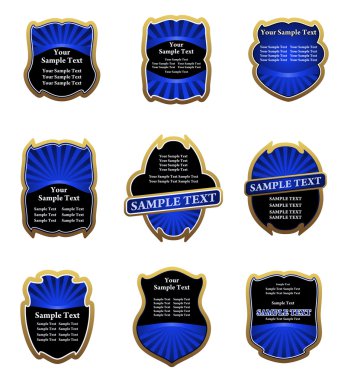 Mavi vintage etiket kümesi