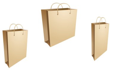 Üç alışveriş torbaları üzerinde vektör beyaz izole