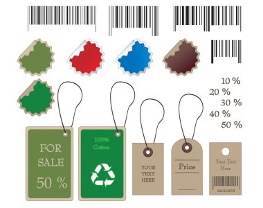 Barcodes, stickers, tally and labels in vector clipart