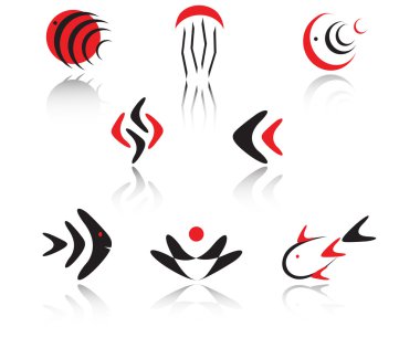 Set of red and black symbols for branding clipart