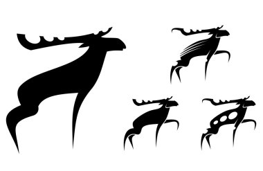 Set of isolated mooses as a mascot clipart