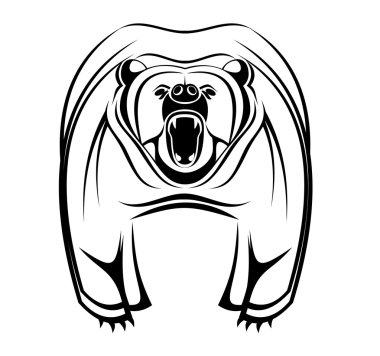 Wild bearas a mascot isolated on white clipart