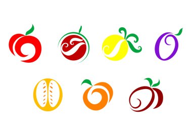 Fruits and vegetable icons clipart