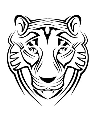 Tiger sign isolated on white as a symbol of wildlife clipart