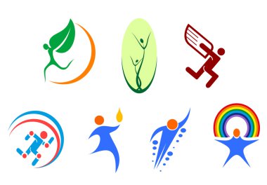 Flying peoples anf growing nature symbols or signs for design clipart