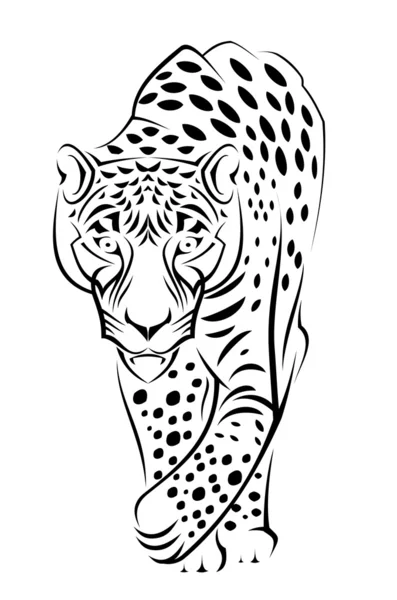 危険の印として白で隔離される美しい野生のジャガー — ストックベクタ