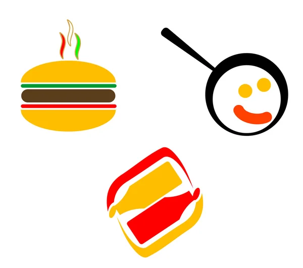 Fast Food Symbols Isolated White Foe Design — Stock Vector