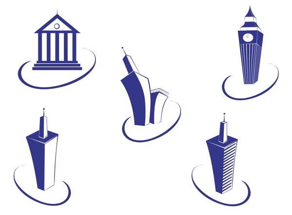 现代和古代建筑设计的符号 — 图库矢量图片
