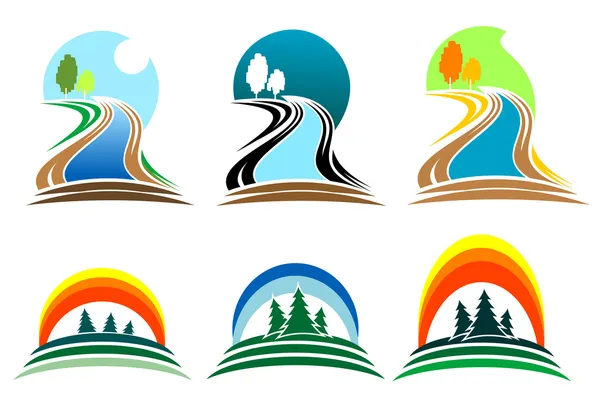 Ícones Coloridos Natureza Isolada Para Design Decoração — Vetor de Stock