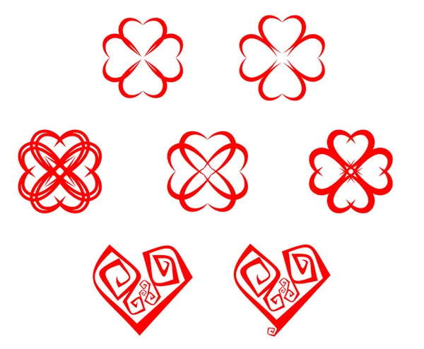 Conjunto Símbolos Cardíacos Abstratos Para Design — Vetor de Stock