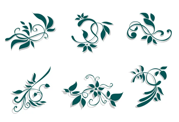 Floral Decorations Isolated White Background — Stock Vector