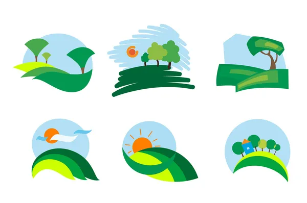 Coloridos Iconos Aislados Naturaleza Para Diseño Decoración — Vector de stock