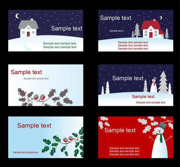 Ensemble de cartes de visite de Noël — Image vectorielle