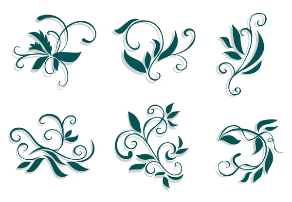 Décorations Florissantes Isolées Sur Fond Blanc — Image vectorielle