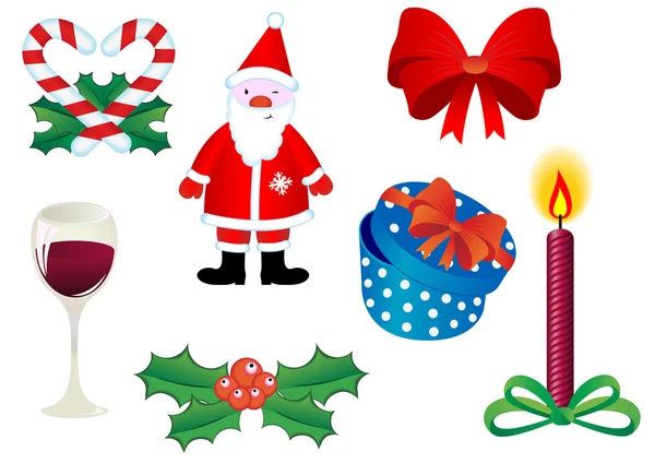 Ícones Natal Símbolos Desenho Isolado Branco —  Vetores de Stock