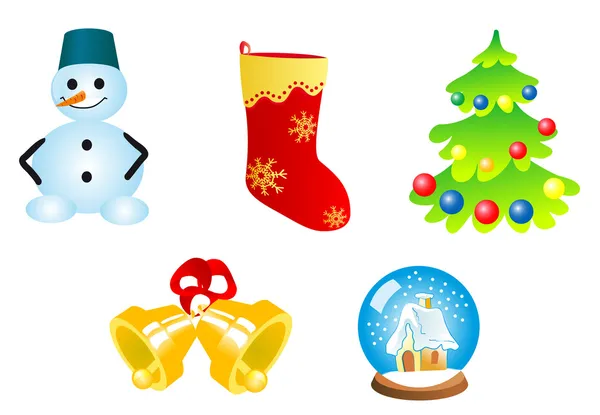 Cinco Iconos Navidad Símbolos Para Diseño — Vector de stock