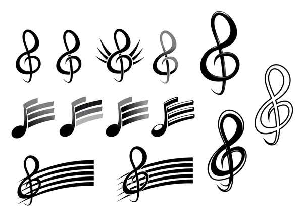 Clés Notes Musique Tant Que Symboles Culturels — Image vectorielle