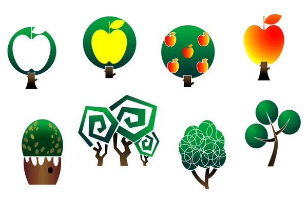 Conjunto Símbolos Árvore Como Signos Emblemas — Vetor de Stock