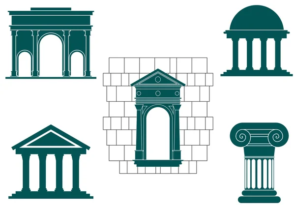 Символи Стародавніх Будівель Дизайну Декору — стоковий вектор