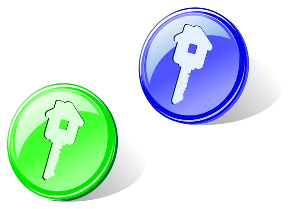 Glänzende Home Schlüssel Symbol Zwei Farben Für Web Design — Stockvektor