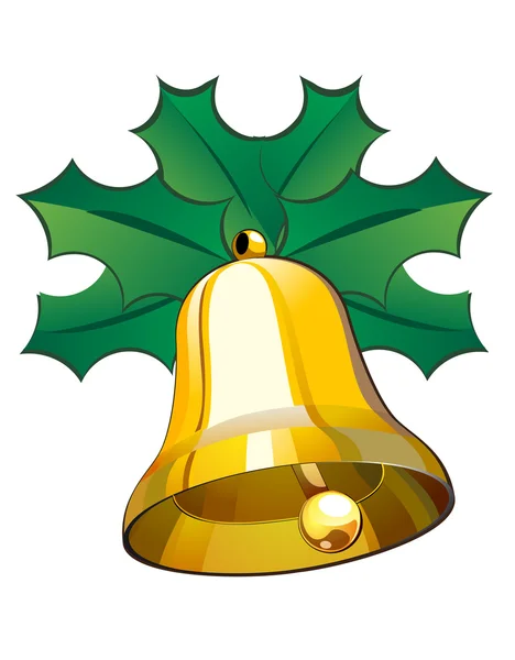 Vánoční Zvonek Holly Opouští Jako Symbol Dovolené — Stockový vektor
