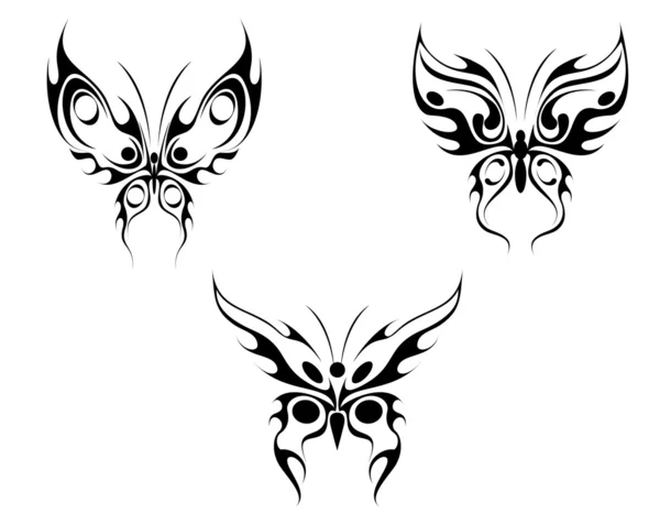 Изолированные Татуировки Бабочки Белом Фоне — стоковый вектор
